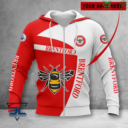 Brentford FC Individueller Name Premier League Reißverschluss-Hoodie