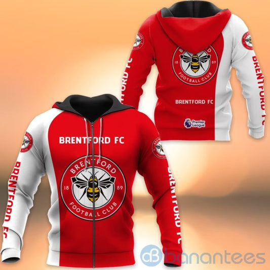 Brentford FC Weiß Rot Reißverschluss-Hoodie V2
