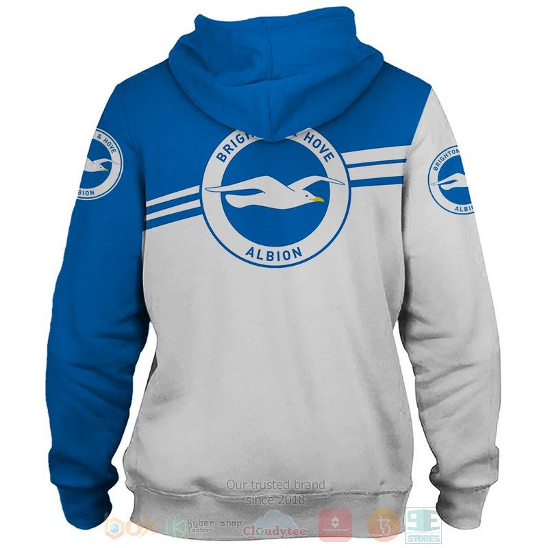 Brighton &amp; Hove Albion FC Weiß Blau Reißverschluss-Hoodie V2