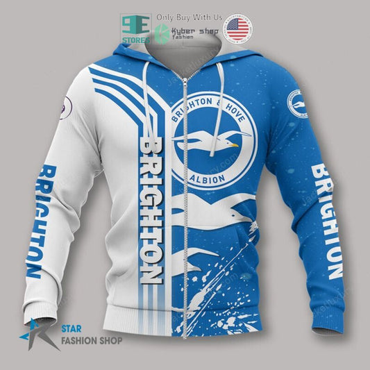 Brighton &amp; Hove Albion FC Weiß Blau Reißverschluss-Hoodie