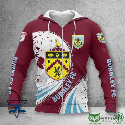 Burnley FC Logo Auflage Reißverschluss-Hoodie V2