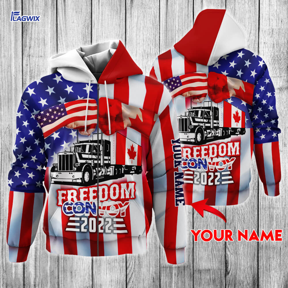 Car Lover - Freedom Convoy 2022. Truckers For Freedom. Mandate Freedom American Canadian Trucker Custom Name Reißverschluss-Hoodie