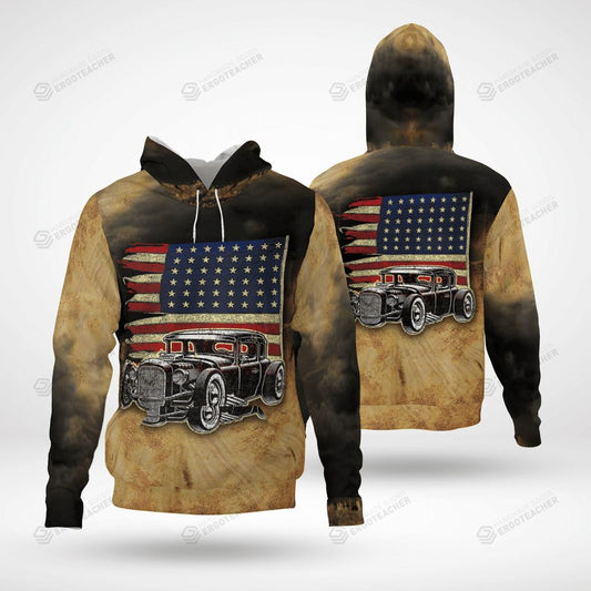 Car Lover - Hot Rod Car American Flag Kapuzenpullover