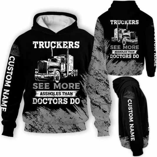 Car Lover - Truck Driver See More Than Doctors Custom Name Kapuzenpullover