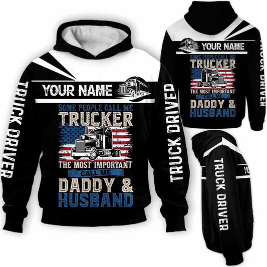 Car Lover - Truck Driver Usa Daddy Husband Dad Custom Name Kapuzenpullover
