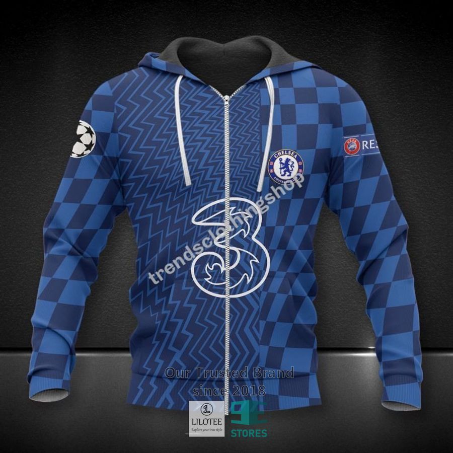 Chelsea FC Blau UEFA Champions Leage Reißverschluss-Hoodie