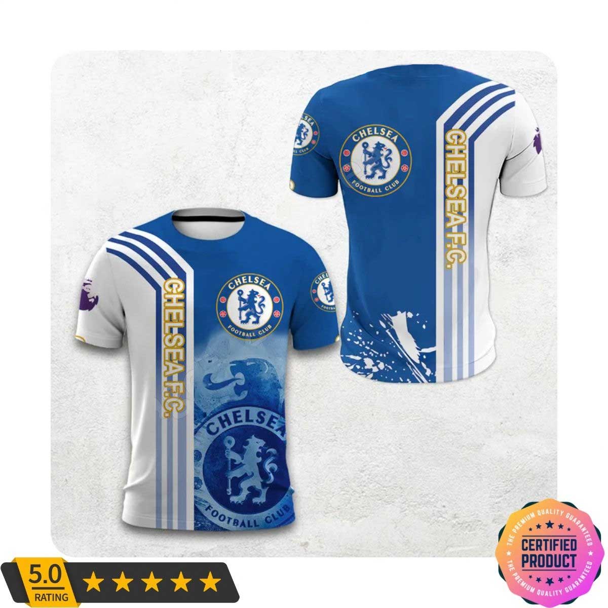 Chelsea FC Logo Blau Weiß T-Shirt