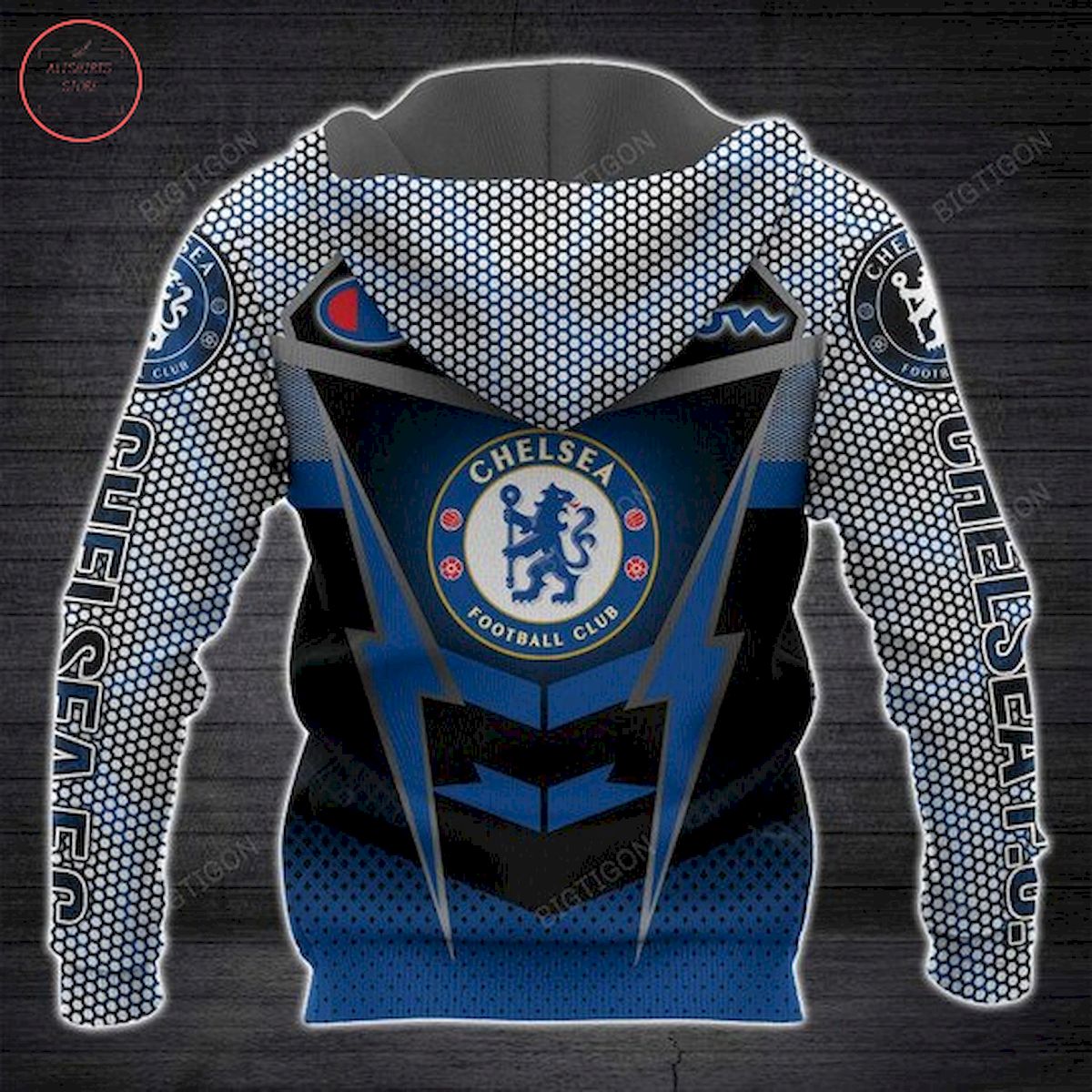 Chelsea FC Schwarz Blau Champion Reißverschluss-Hoodie