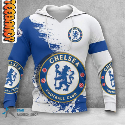 Chelsea FC Weiß Blau Kapuzenpullover V3