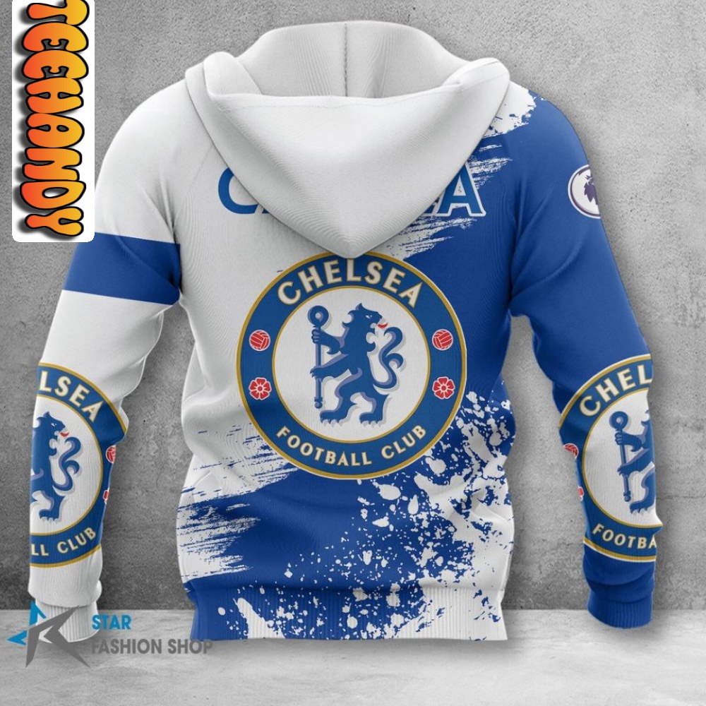 Chelsea FC Weiß Blau Reißverschluss-Hoodie V3