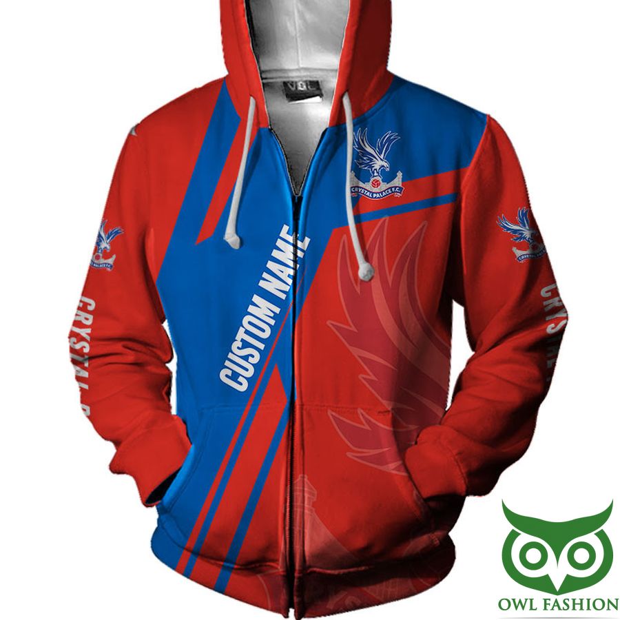 Crystal Palace FC Individueller Name Rot Blau Reißverschluss-Hoodie
