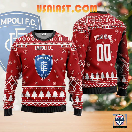Empoli FC Individueller Name Nummer Rot Ausführung Hässlich Weihnachtspullover