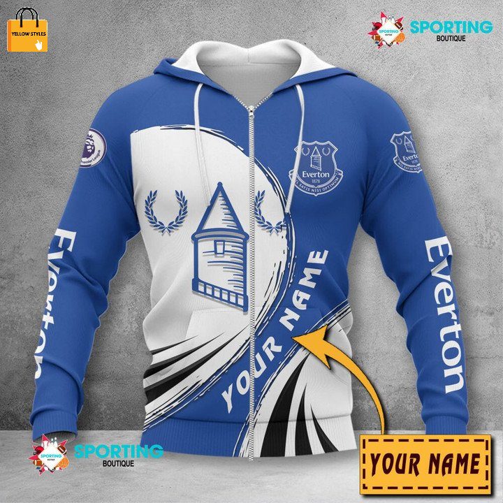 Everton FC Weiß königlich Individueller Name Reißverschluss-Hoodie