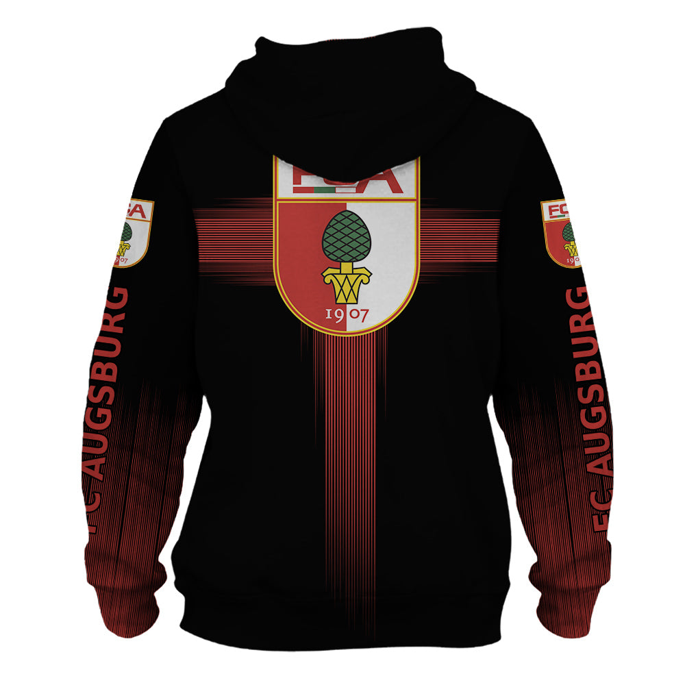 FC Augsburg Individueller Name Schwarz Reißverschluss-Hoodie