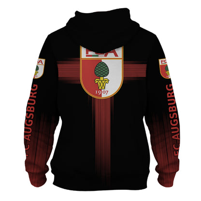 FC Augsburg Individueller Name Schwarz Reißverschluss-Hoodie