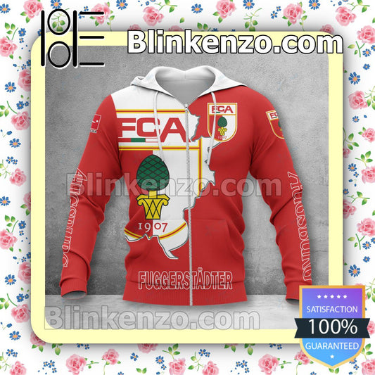 FC Augsburg Rot Reißverschluss-Hoodie