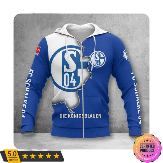 FC Schalke 04 Die Königsblauen Blau Reißverschluss-Hoodie