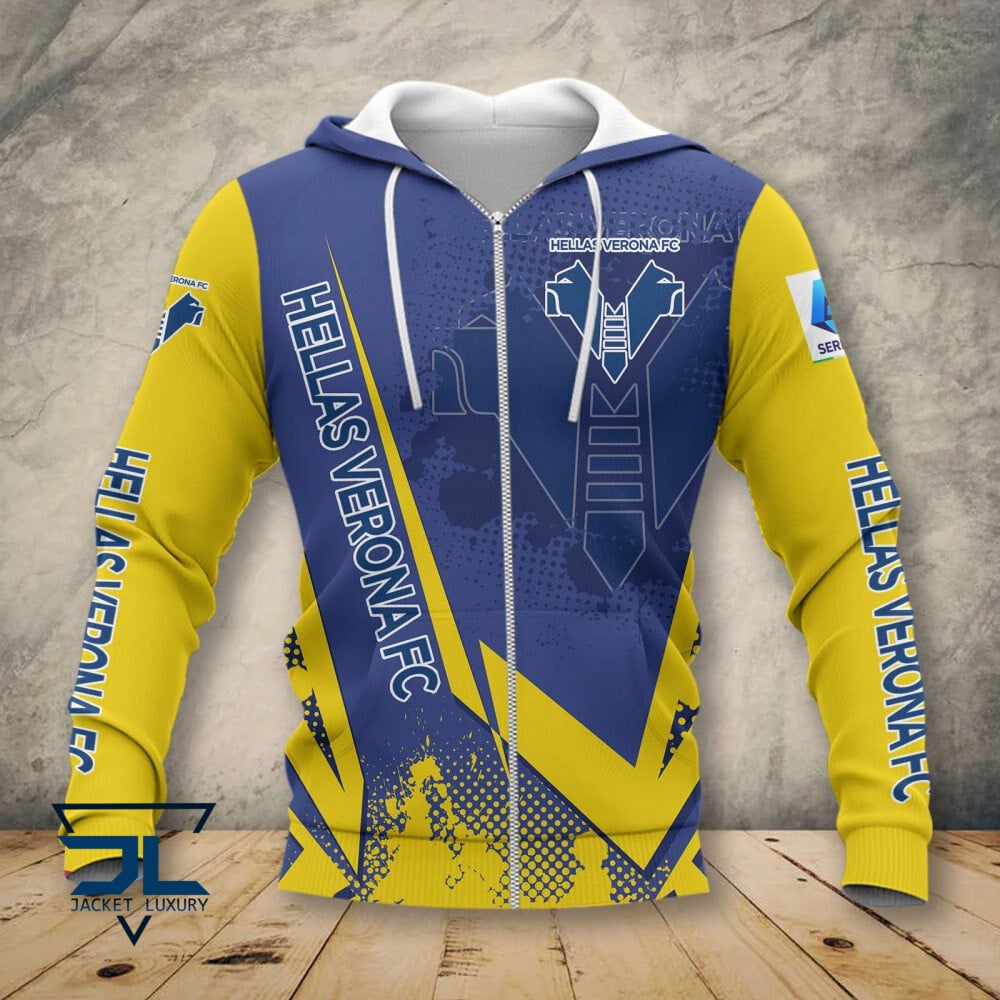 Hellas Verona FC Blau Gelb Reißverschluss-Hoodie V2