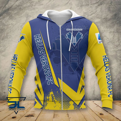 Hellas Verona FC Blau Gelb Reißverschluss-Hoodie V2