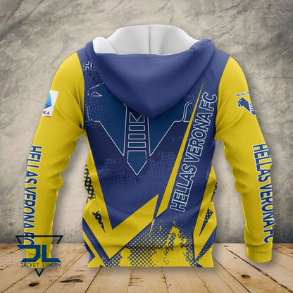 Hellas Verona FC Blau Gelb Reißverschluss-Hoodie V2