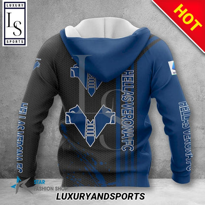 Hellas Verona FC Blau Schwarz Reißverschluss-Hoodie
