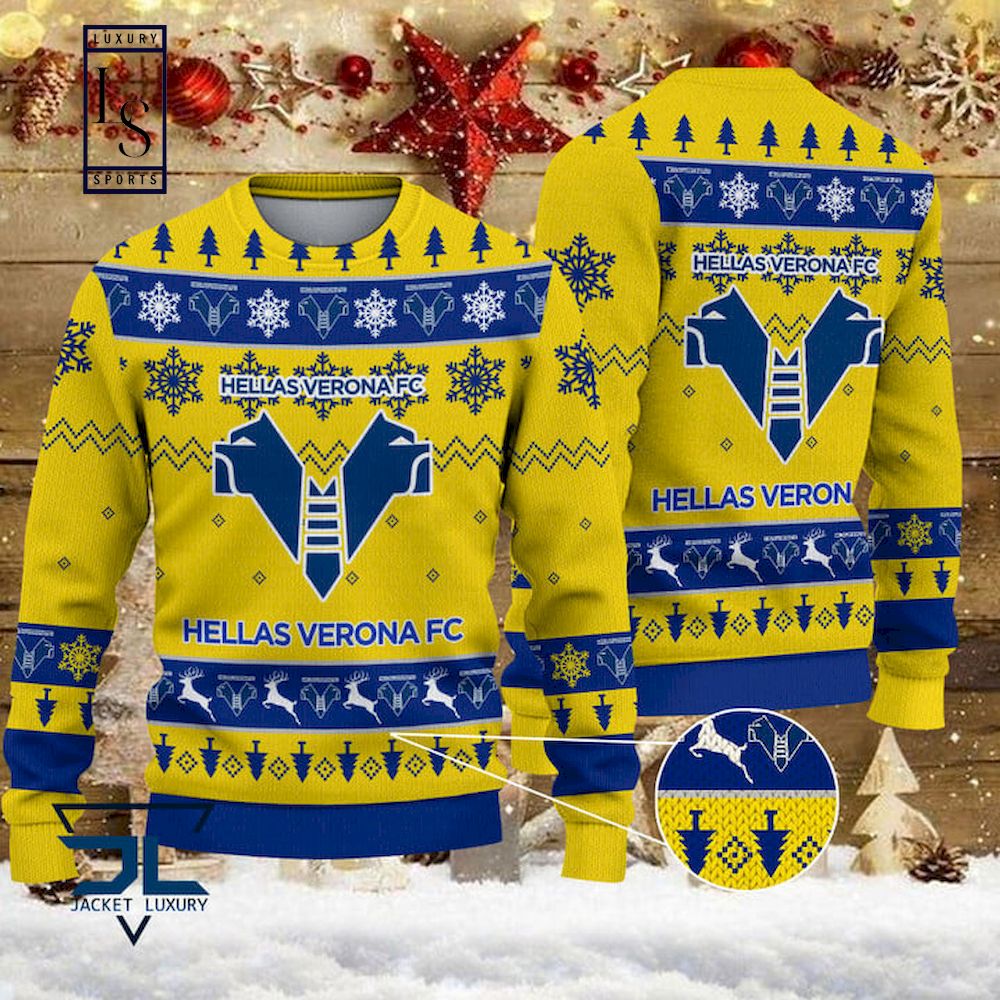 Hellas Verona FC Gelb Ausführung Hässlich Weihnachtspullover