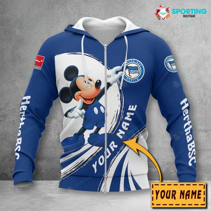 Hertha BSC Individueller Name Mickey Reißverschluss-Hoodie