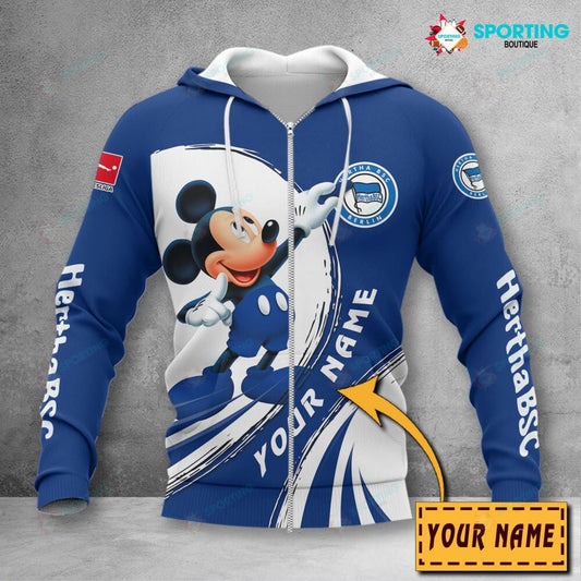 Hertha BSC Individueller Name Mickey Reißverschluss-Hoodie