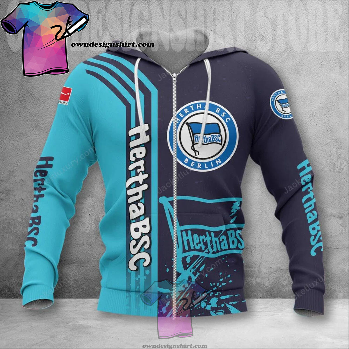 Hertha BSC UEFA Fußball Reißverschluss-Hoodie