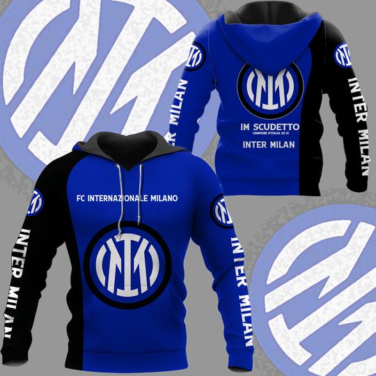 Inter Milan Blau Schwarz Kapuzenpullover V1