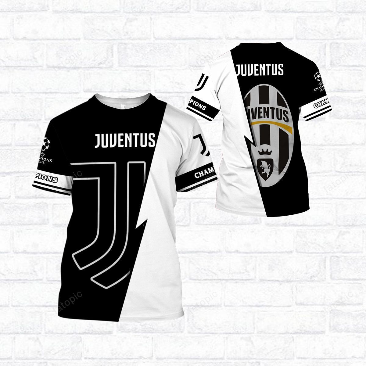 Juventus FC Champions Schwarz Weiß T-Shirt
