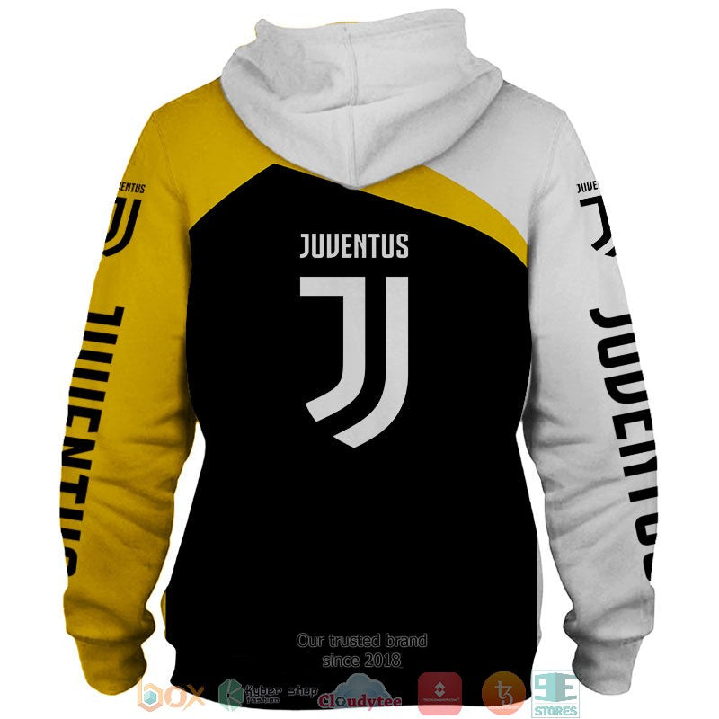 Juventus FC Individueller Name Schwarz Gelb Reißverschluss-Hoodie