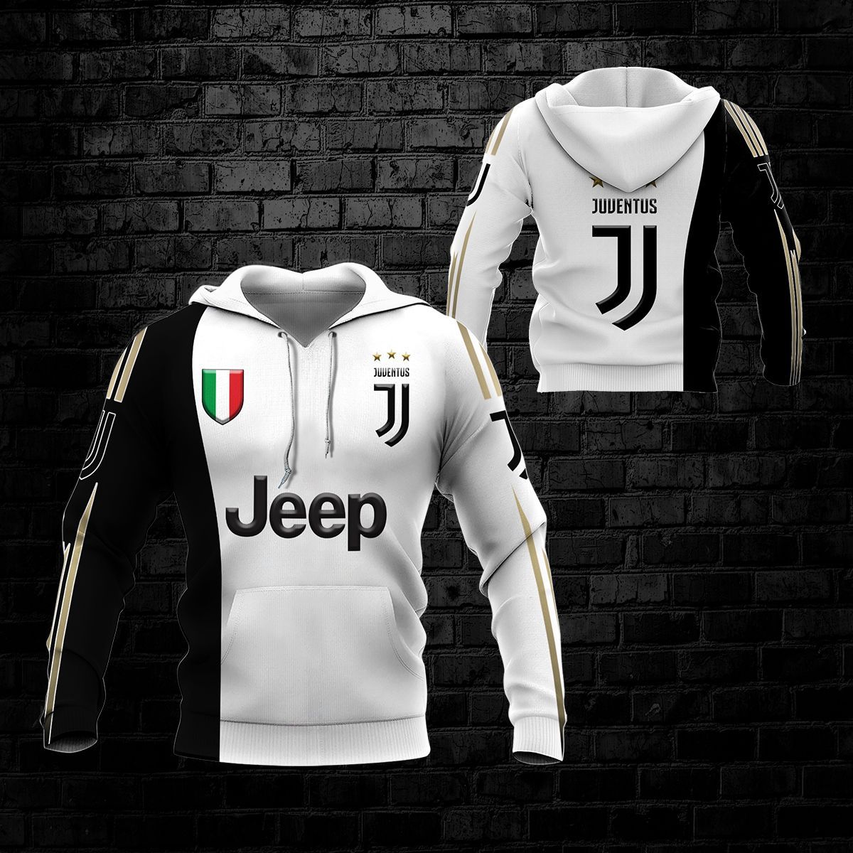 Juventus FC Jeep Weiß Schwarz Kapuzenpullover