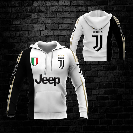 Juventus FC Jeep Weiß Schwarz Kapuzenpullover