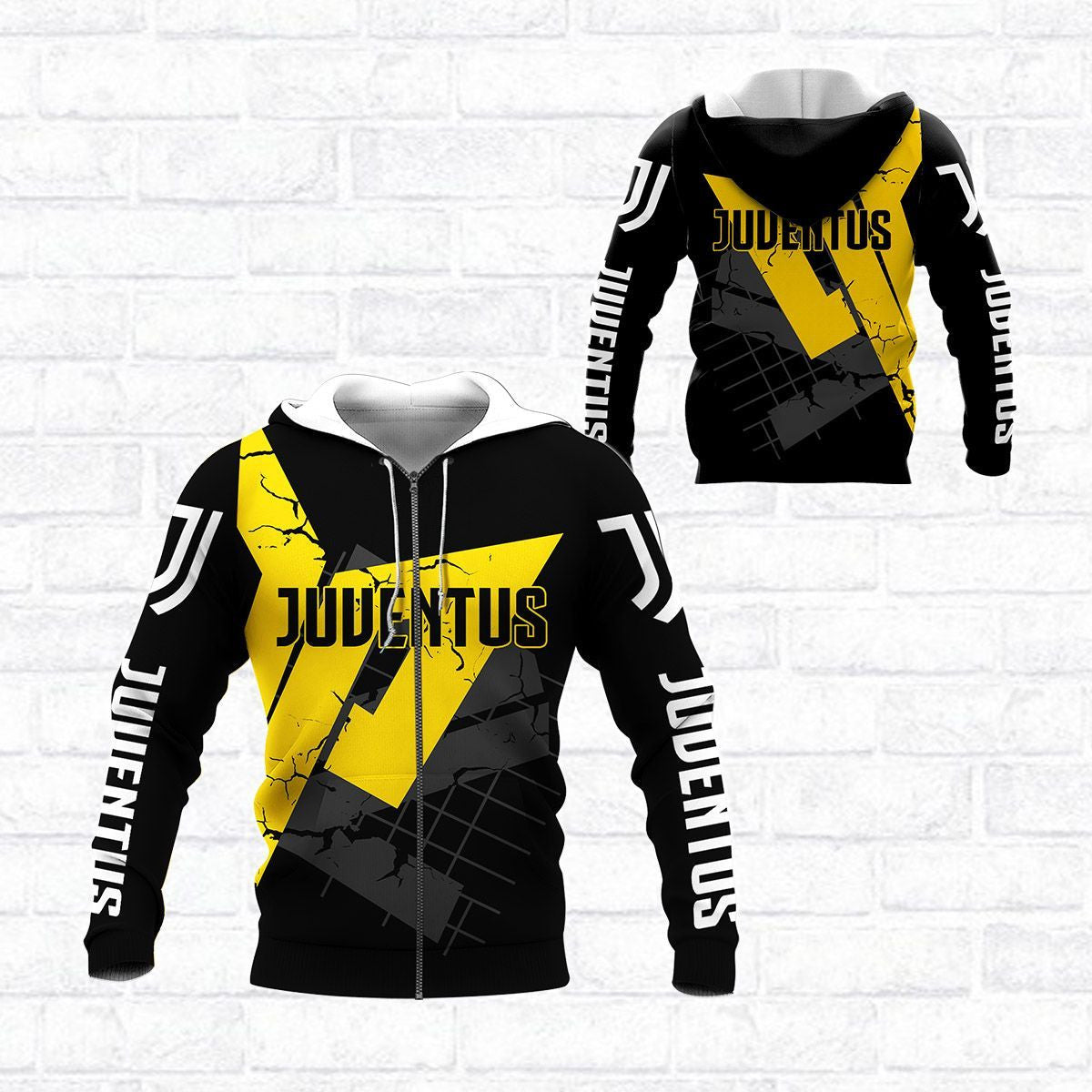 Juventus FC Schwarz Gelb Reißverschluss-Hoodie