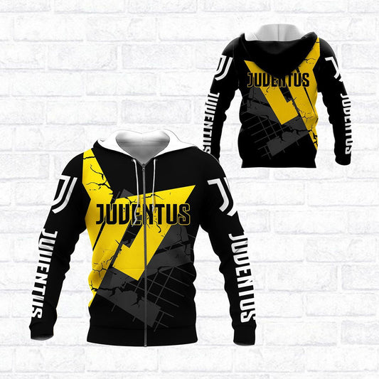 Juventus FC Schwarz Gelb Reißverschluss-Hoodie