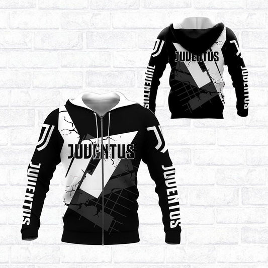 Juventus FC Schwarz Weiß Reißverschluss-Hoodie