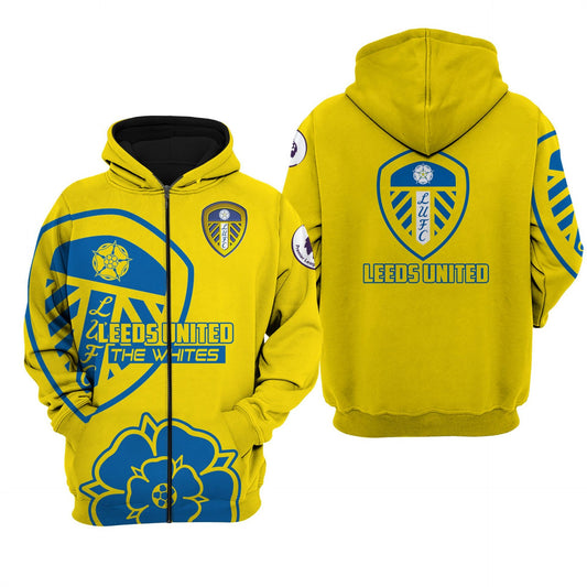 Leeds United Gelb Reißverschluss-Hoodie