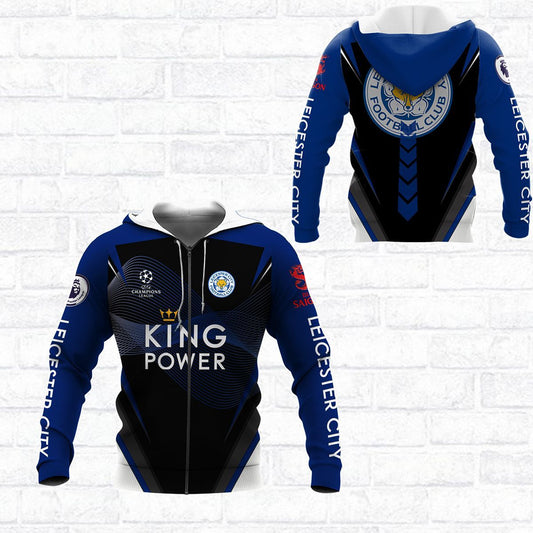 Leicester City FC Dunkelblau Schwarz König Power Reißverschluss-Hoodie