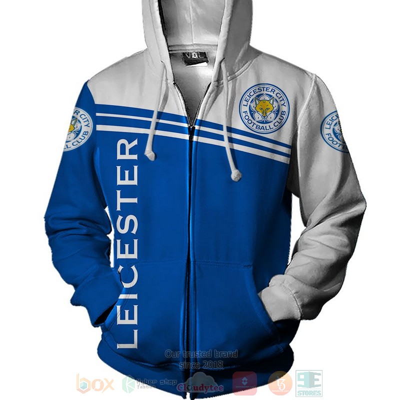 Leicester City FC Weiß Blau Reißverschluss-Hoodie