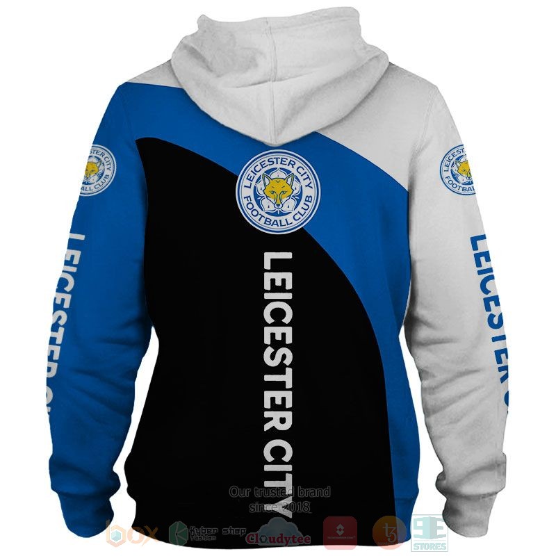 Leicester City FC Weiß Blau Schwarz Reißverschluss-Hoodie