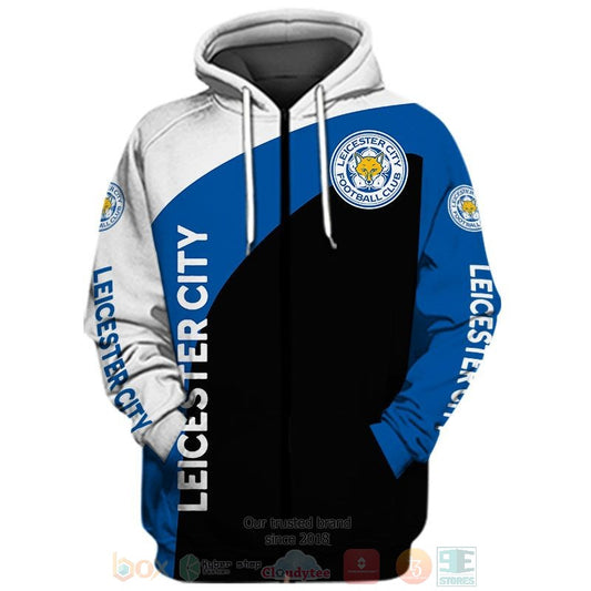 Leicester City FC Weiß Blau Schwarz Reißverschluss-Hoodie
