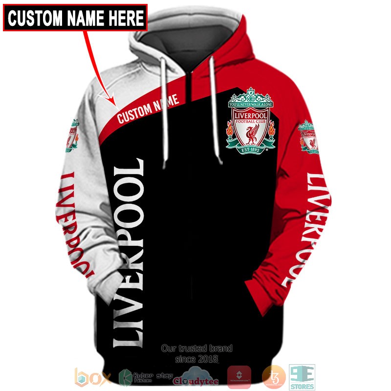 Liverpool FC Individueller Name Rot Schwarz Reißverschluss-Hoodie V2