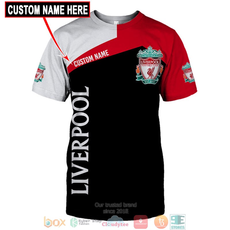 Liverpool FC Individueller Name Rot Schwarz T-Shirt V2