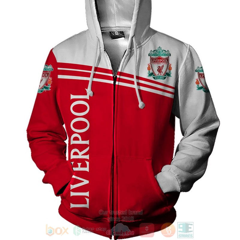 Liverpool FC Rot Weiß Reißverschluss-Hoodie V3