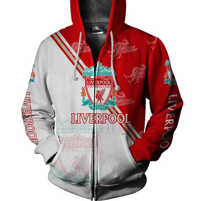 Liverpool FC Rot Weiß Reißverschluss-Hoodie V4