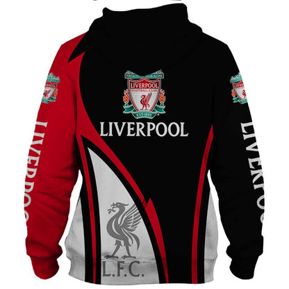 Liverpool FC Schwarz Rot Besonders Reißverschluss-Hoodie
