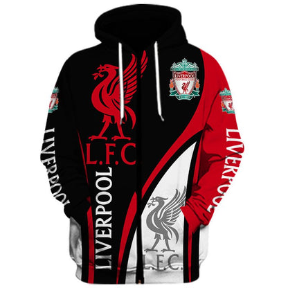 Liverpool FC Schwarz Rot Besonders Reißverschluss-Hoodie