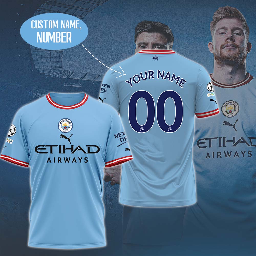 Manchester City Individueller Name Nummer Heim Jersey T-Shirt