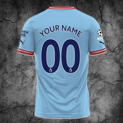 Manchester City Individueller Name Nummer UEFA Champions 2022-2023 T-Shirt
